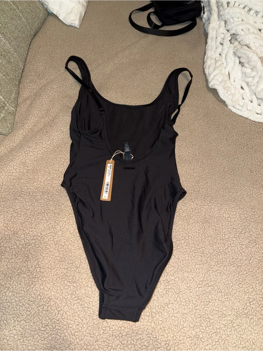 SKIMS Black Scoop Neck One-Piece